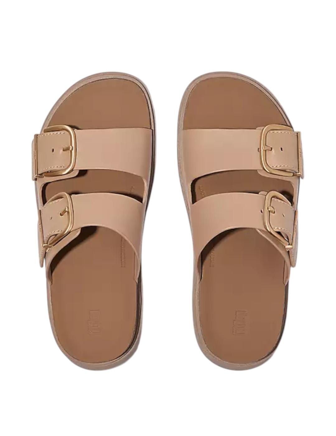 Sandalias Fitflop Gen-FF Buckle Beige para mujer.