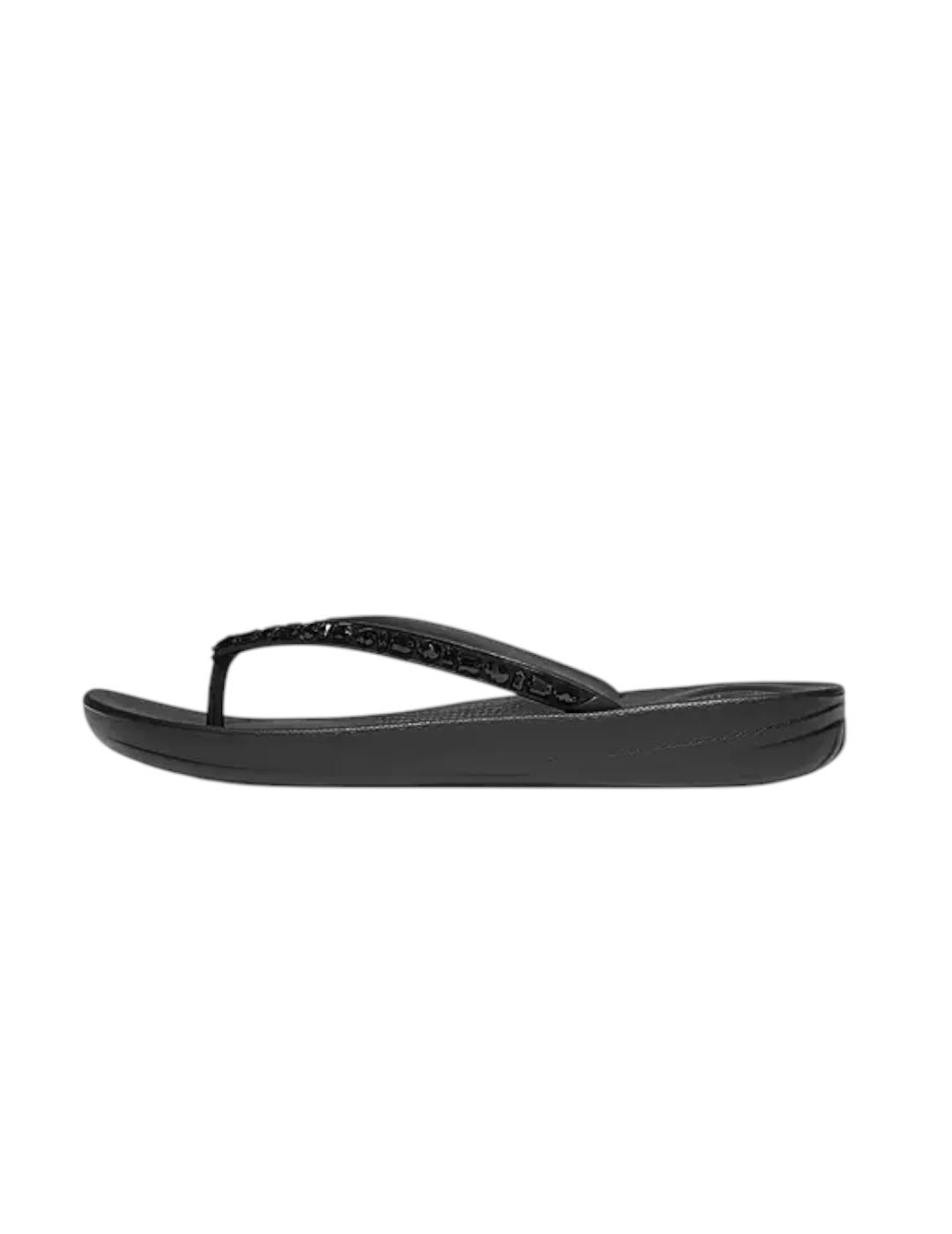Sandalias Fitflop Iqushion Multi-Crystal Negro para mujer.