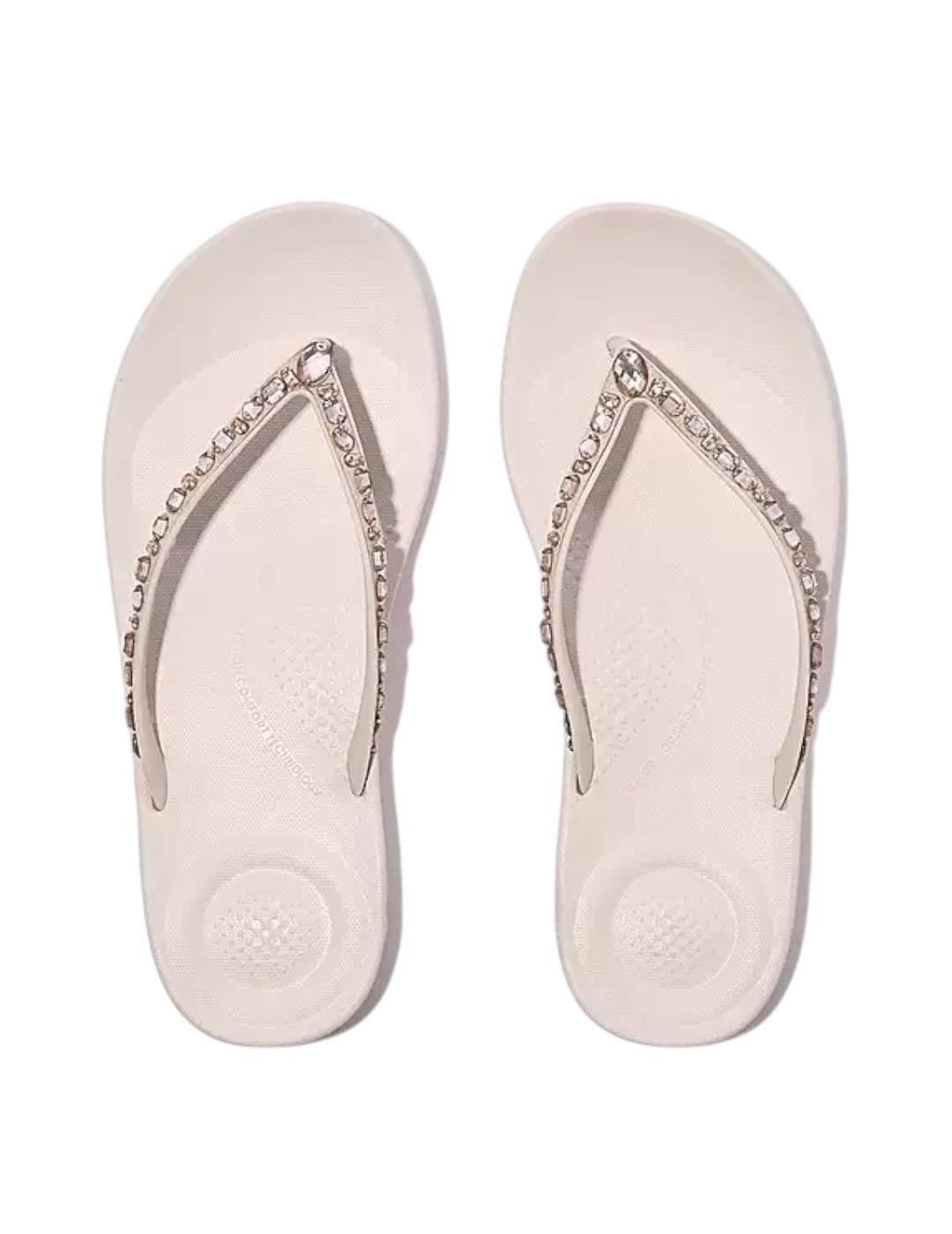 Sandalias Fitflop Iqushion Multi-Crystal Nude para mujer
