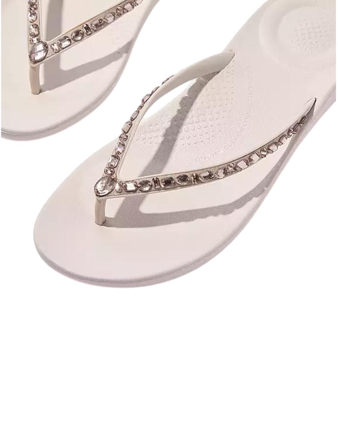 Sandalia FitFlop Iqushion Multi-Crystal Nude