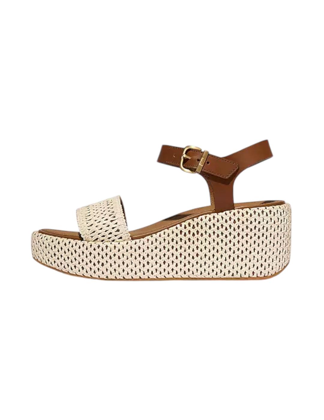 Sandalias Fitflop Platforms Woven Wedge Camel Mujer