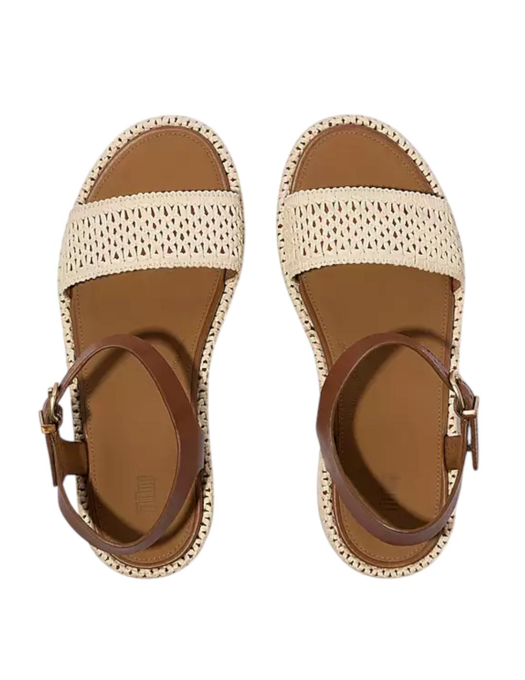 Sandalias Fitflop Platforms Woven Wedge Camel Mujer