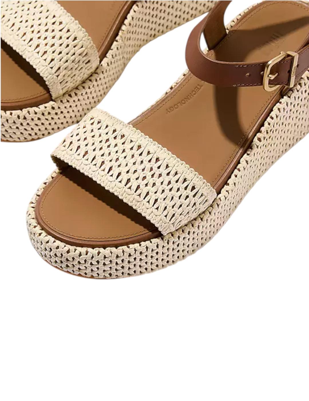 Sandalia FitFlop Platforms Woven Wedge Camel