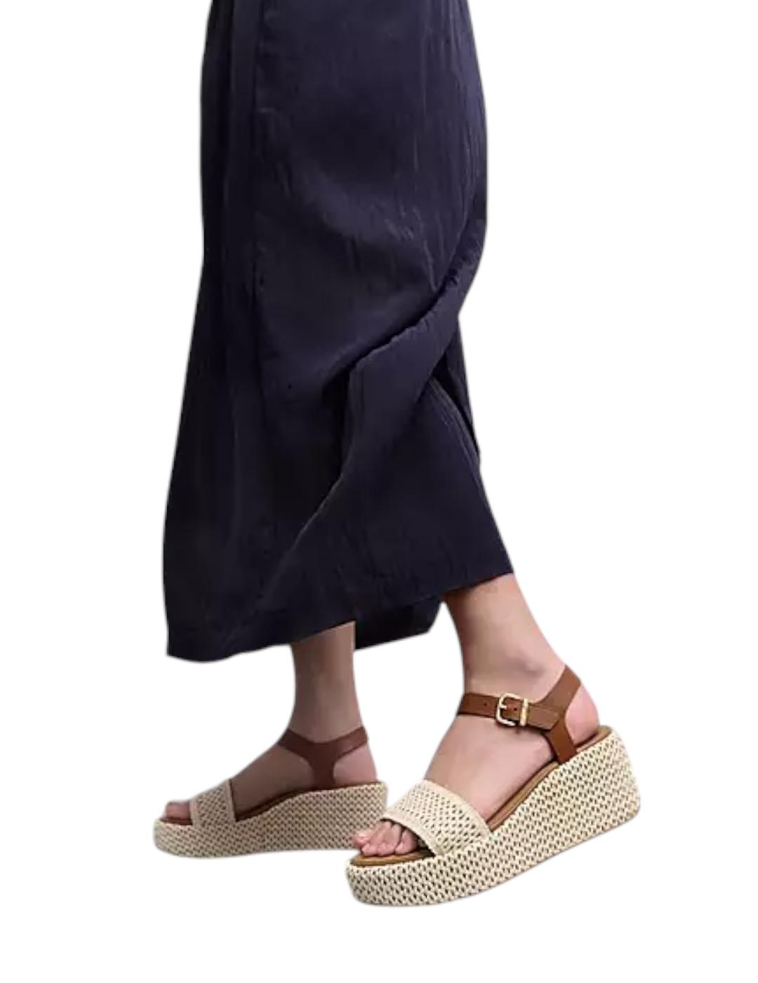 Sandalia FitFlop Platforms Woven Wedge Camel