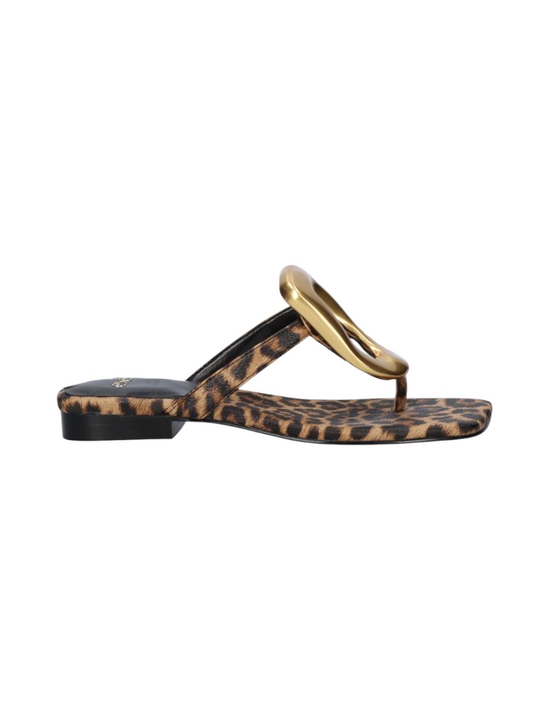 Sandalia Exe Plana Leopardo