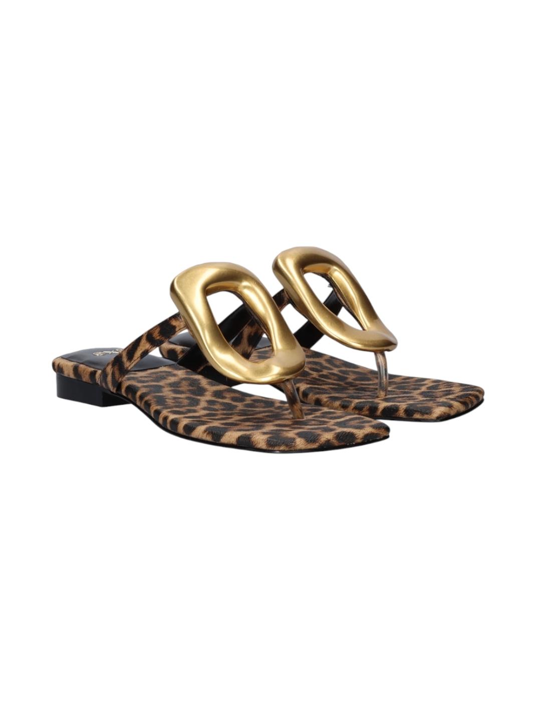 Sandalia Exe Plana Leopardo