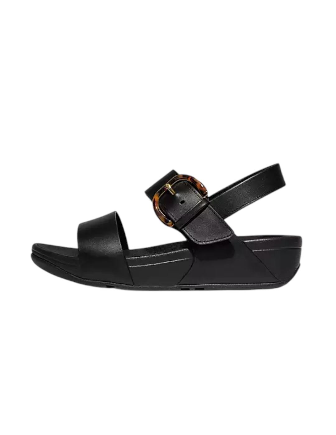 Sandalias Fitflop Lulu Resin Buckle Negro para mujer.