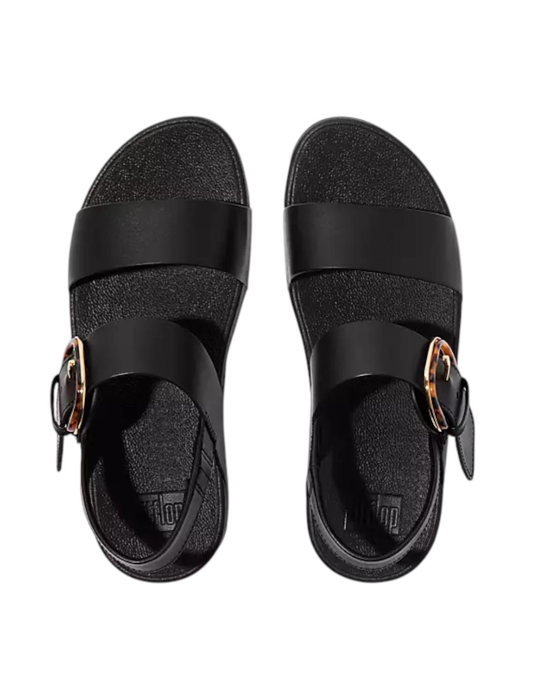 Sandalias Fitflop Lulu Resin Buckle Negro para mujer.
