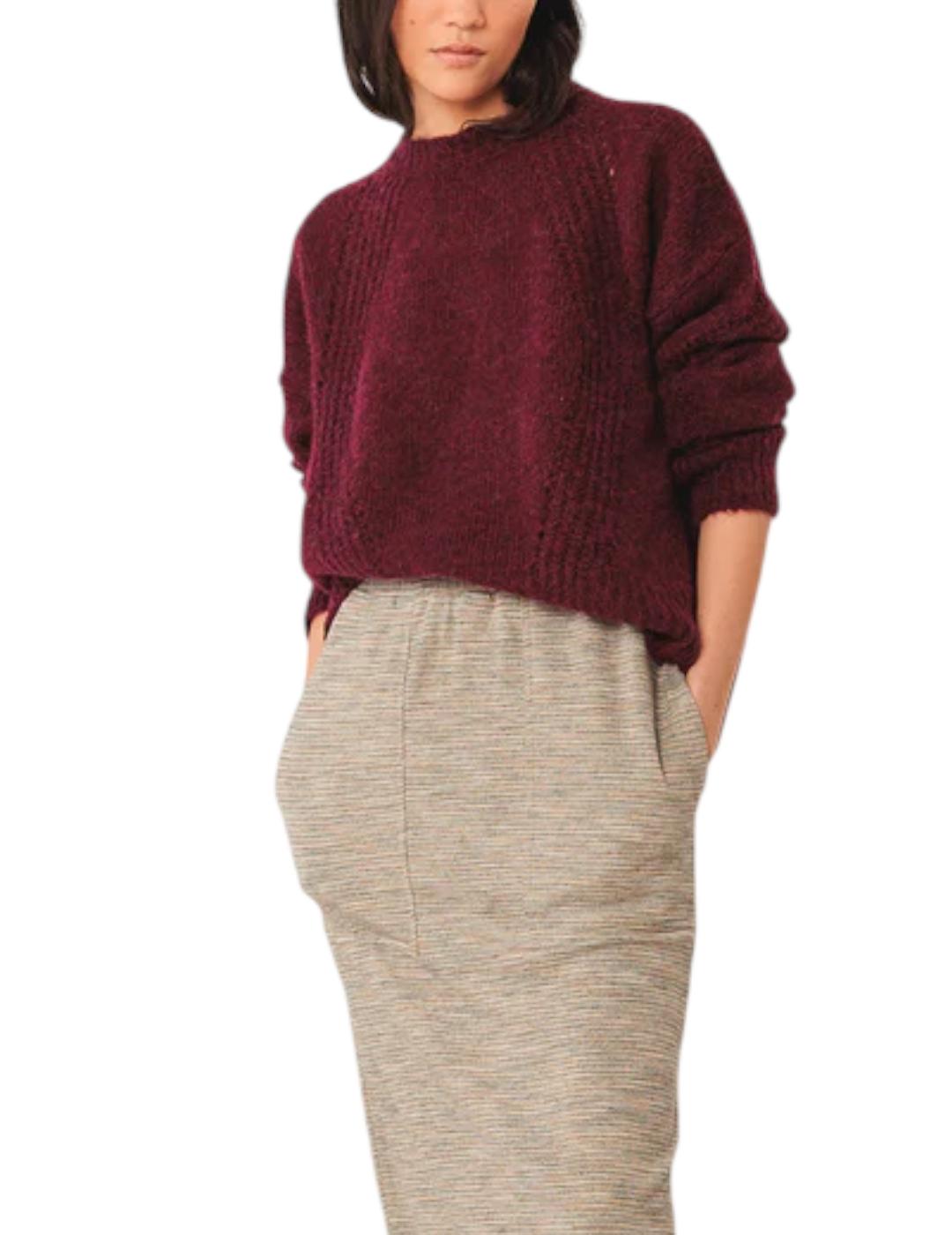 Jersey Indi&cold Lana Desagujados Berenjena