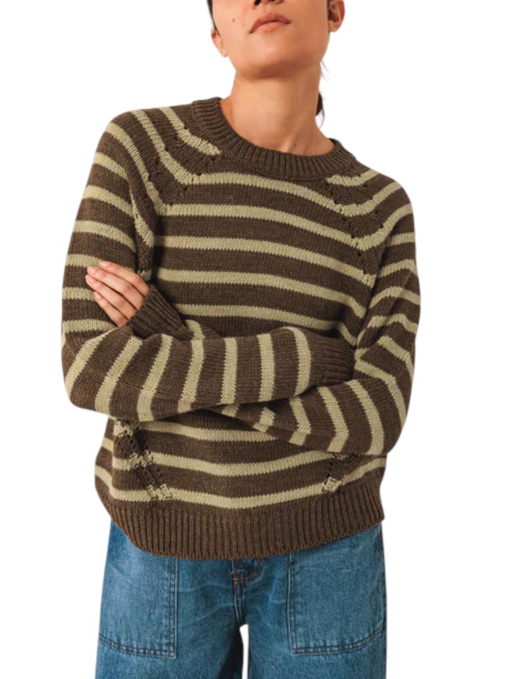 Jersey Indi&cold Stripes Bicolor Chocolate