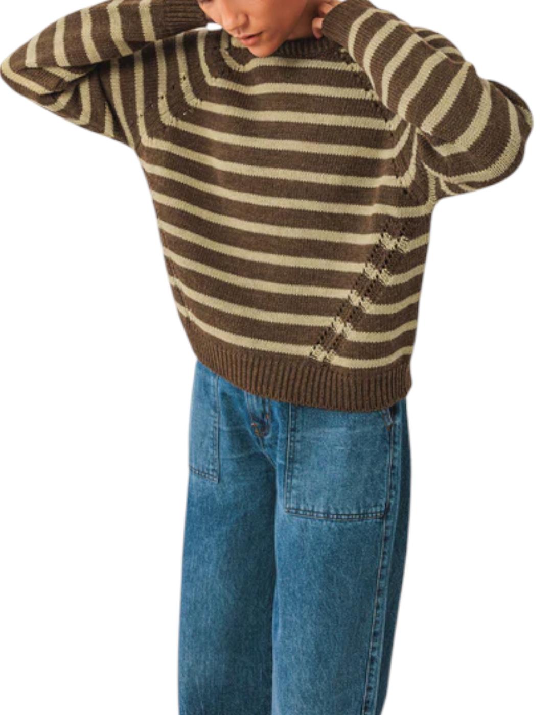 Jersey Indi&cold Stripes Bicolor Khaki