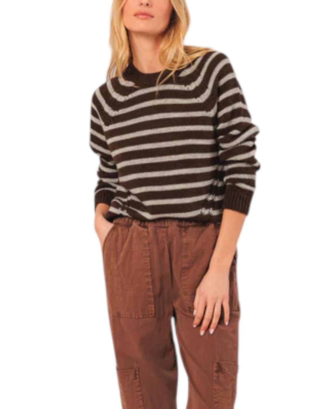 Jersey Indi&cold Stripes Bicolor Chocolate