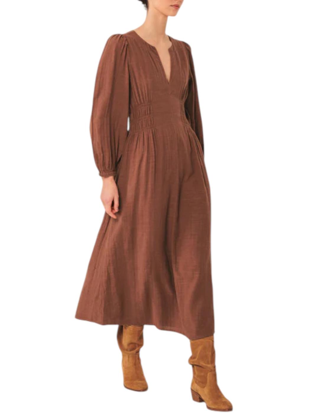 Vestido Indi&cold Algodón Crepado Tabaco