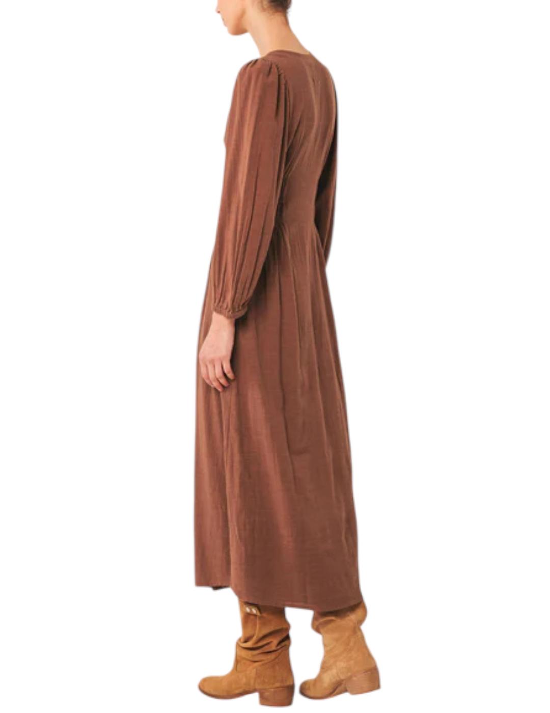 Vestido Indi&cold Algodón Crepado Tabaco