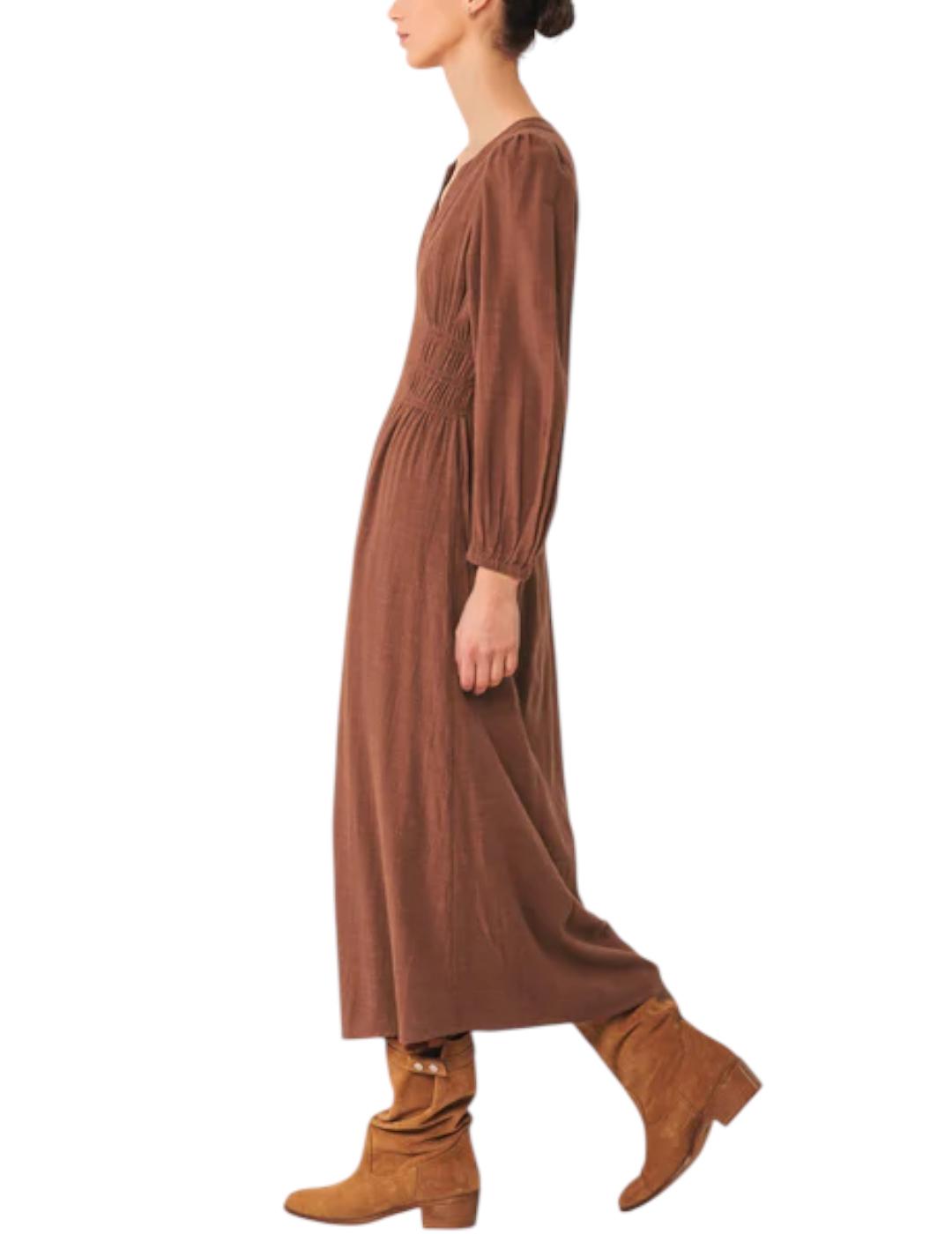 Vestido Indi&cold Algodón Crepado Tabaco