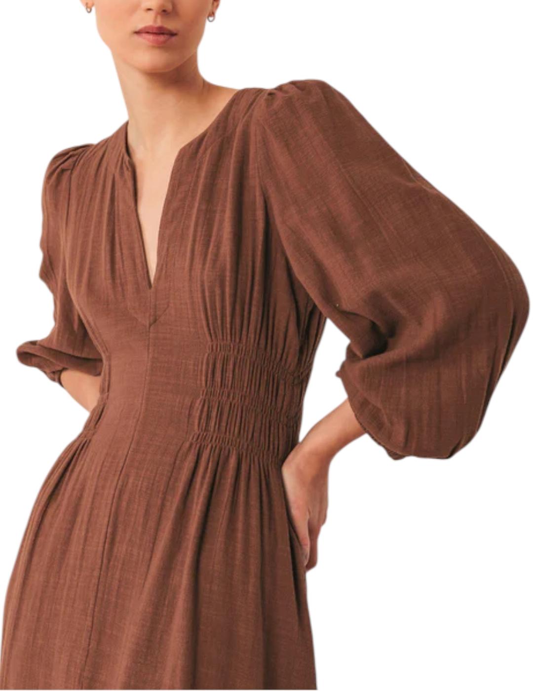 Vestido Indi&cold Algodón Crepado Tabaco