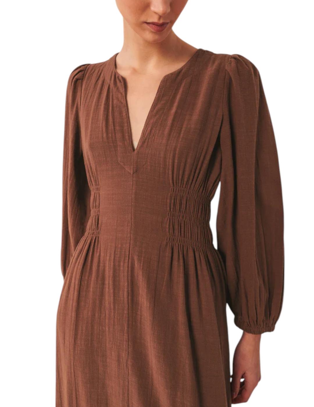 Vestido Indi&cold Algodón Crepado Tabaco