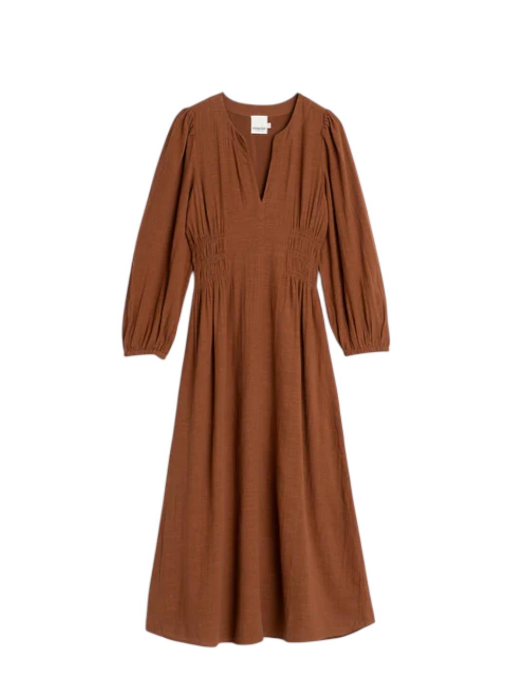 Vestido Indi&cold Algodón Crepado Tabaco