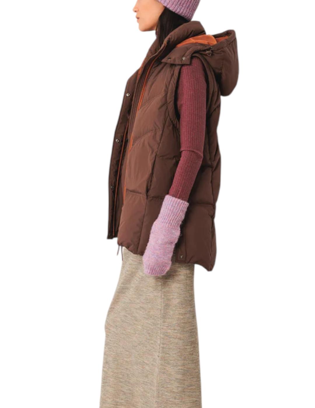 Plumífero Indi&cold Convertible A Chaleco Chocolate