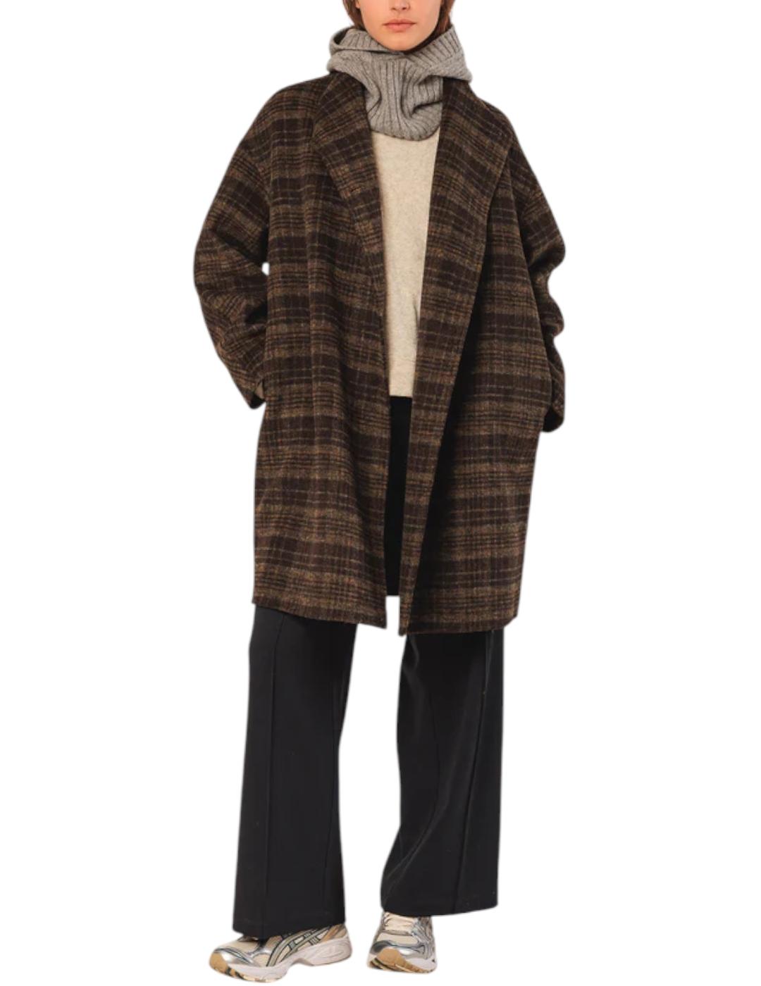 Abrigo Indi&cold Asimétrico Cuadros Khaki