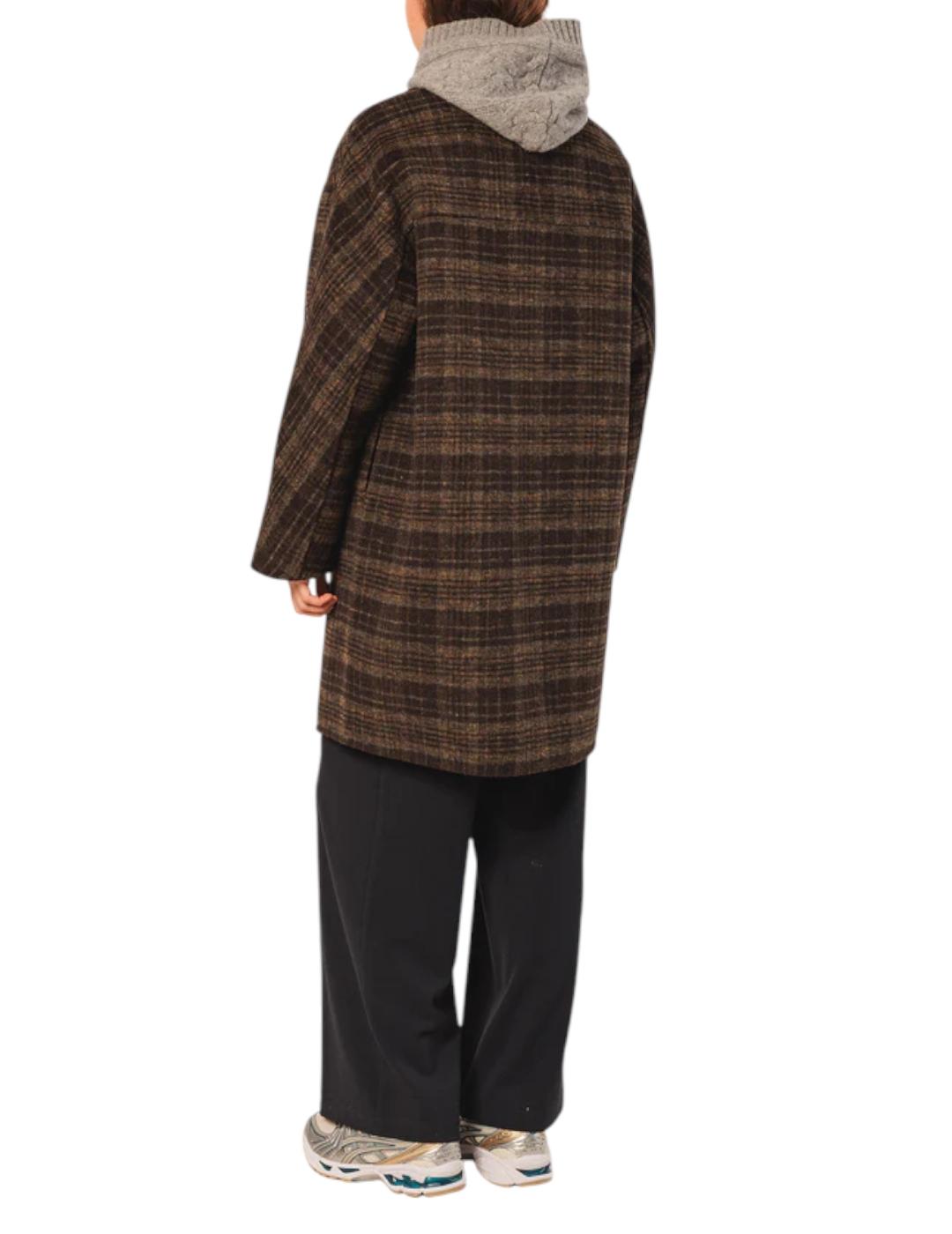 Abrigo Indi&cold Asimétrico Cuadros Khaki