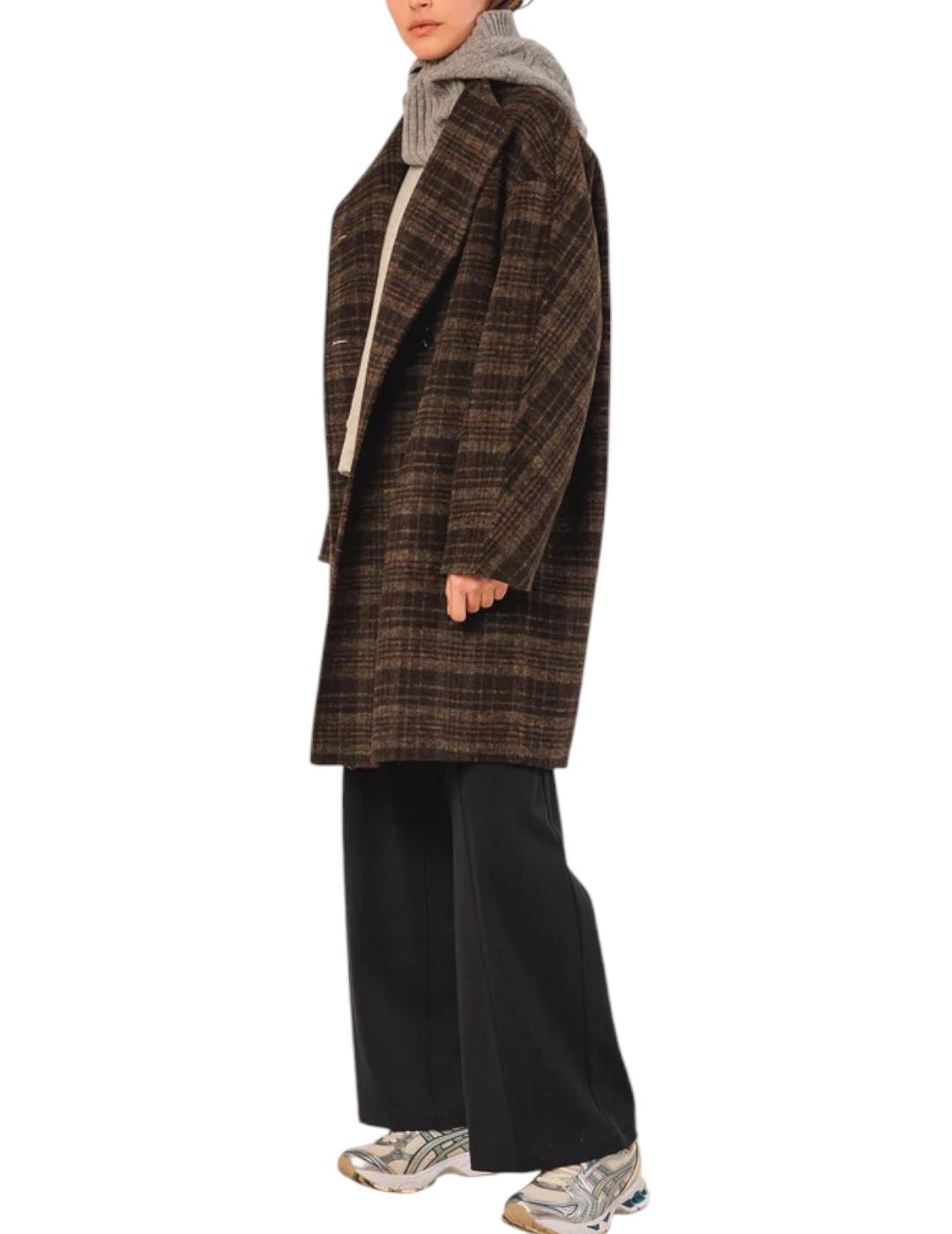 Abrigo Indi&cold Asimétrico Cuadros Khaki