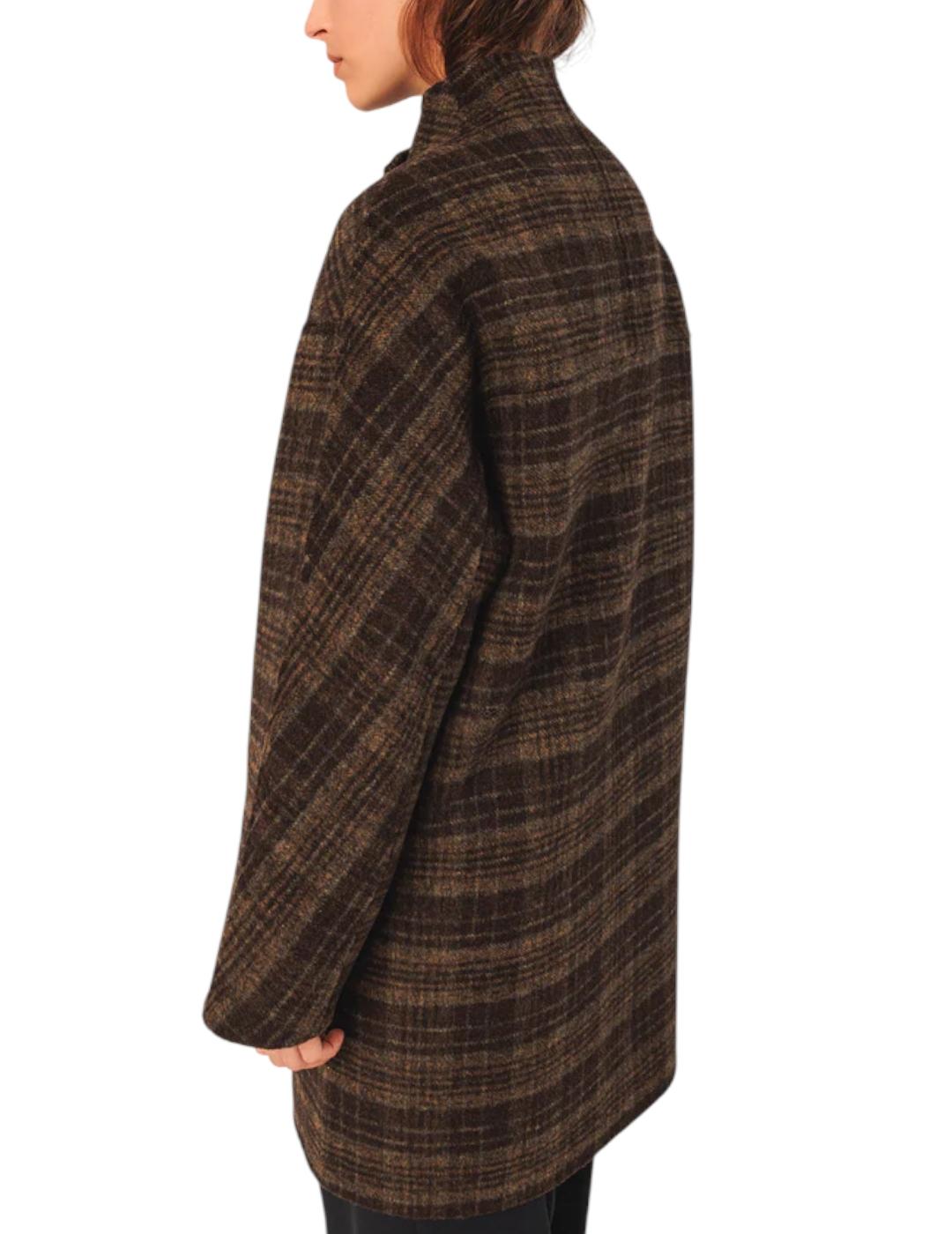 Abrigo Indi&cold Asimétrico Cuadros Khaki