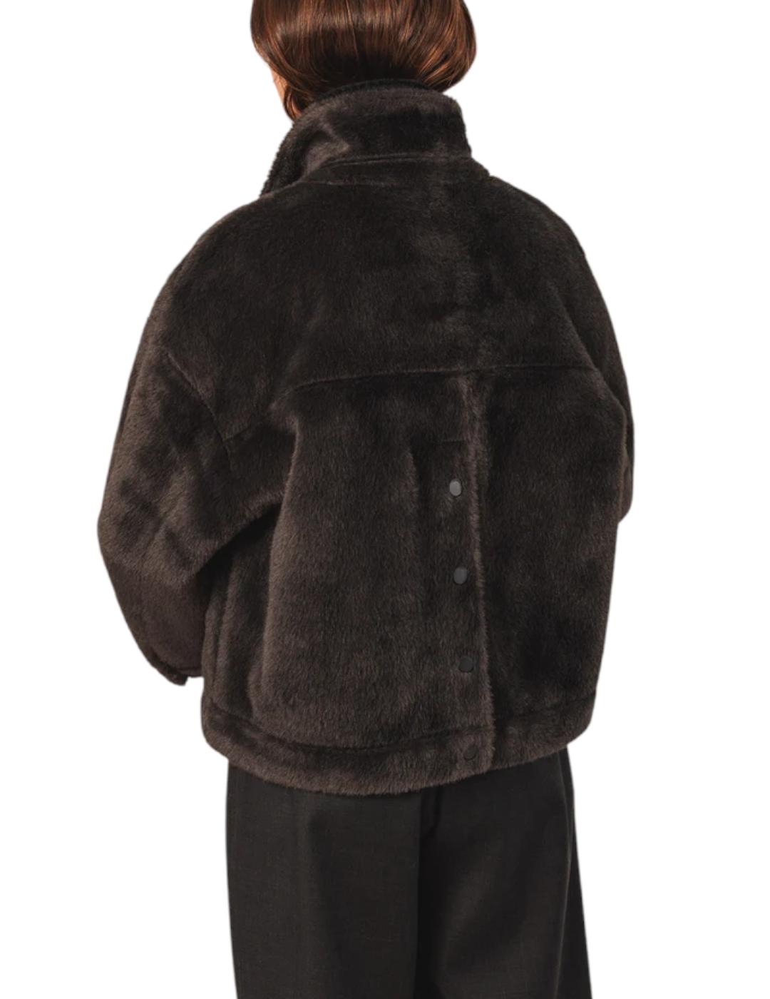 Cazadora Indi&cold Boxy De Pelo Antracita