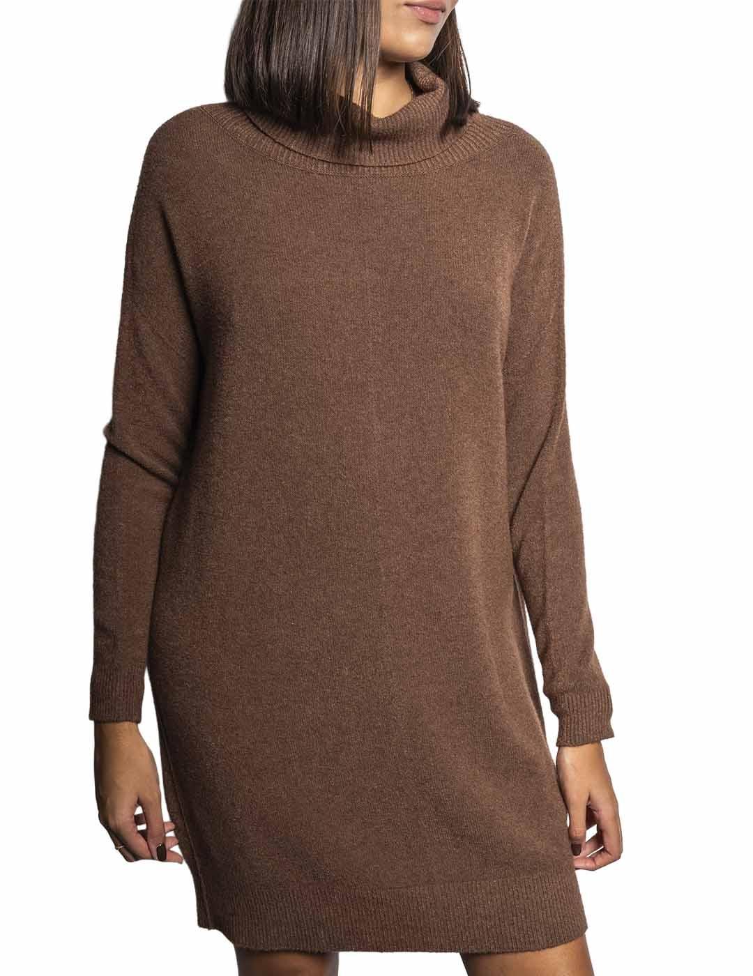 Vestido Carta Libera Punto Marrón