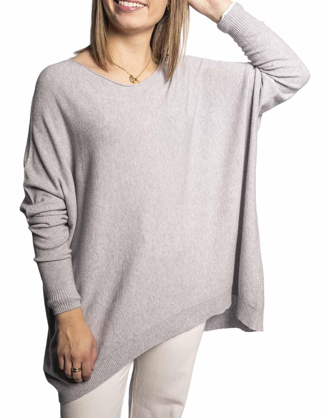 Jersey Carta Libera Over Cuello Caja Gris