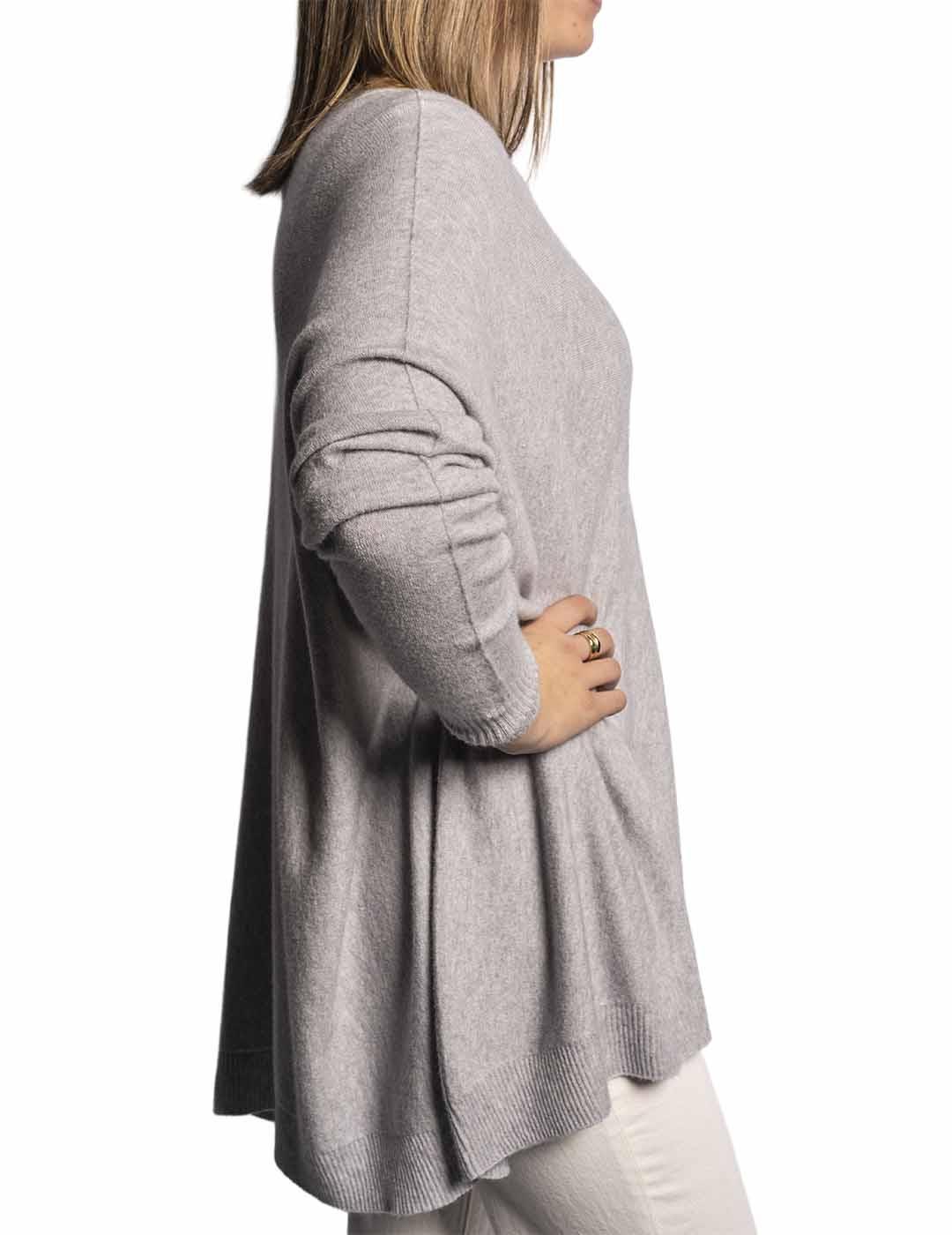 Jersey Carta Libera Over Cuello Caja Gris