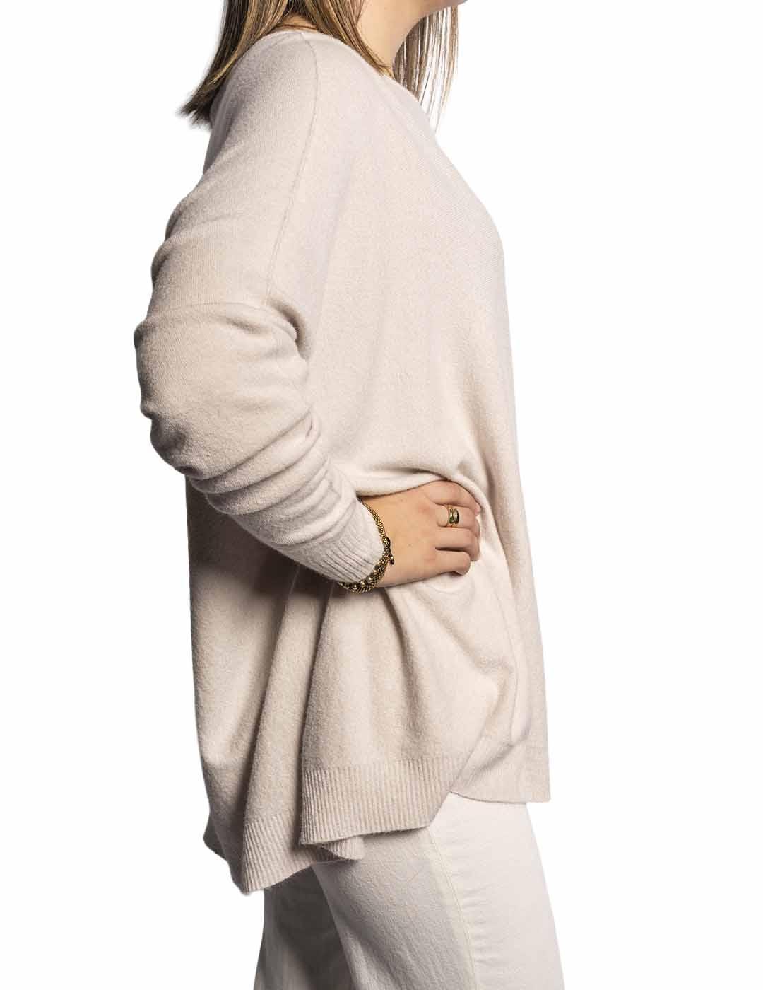 Jersey Carta Libera Over Cuello Caja Crudo