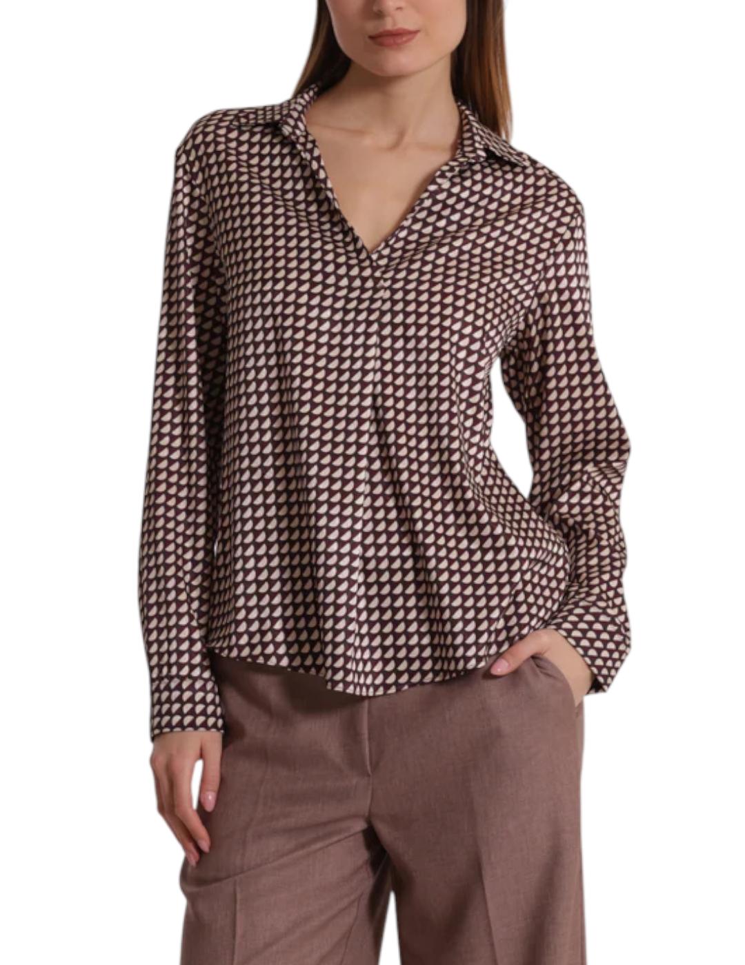 Blusa Mimi Muà Estampado Fantasía Burdeos