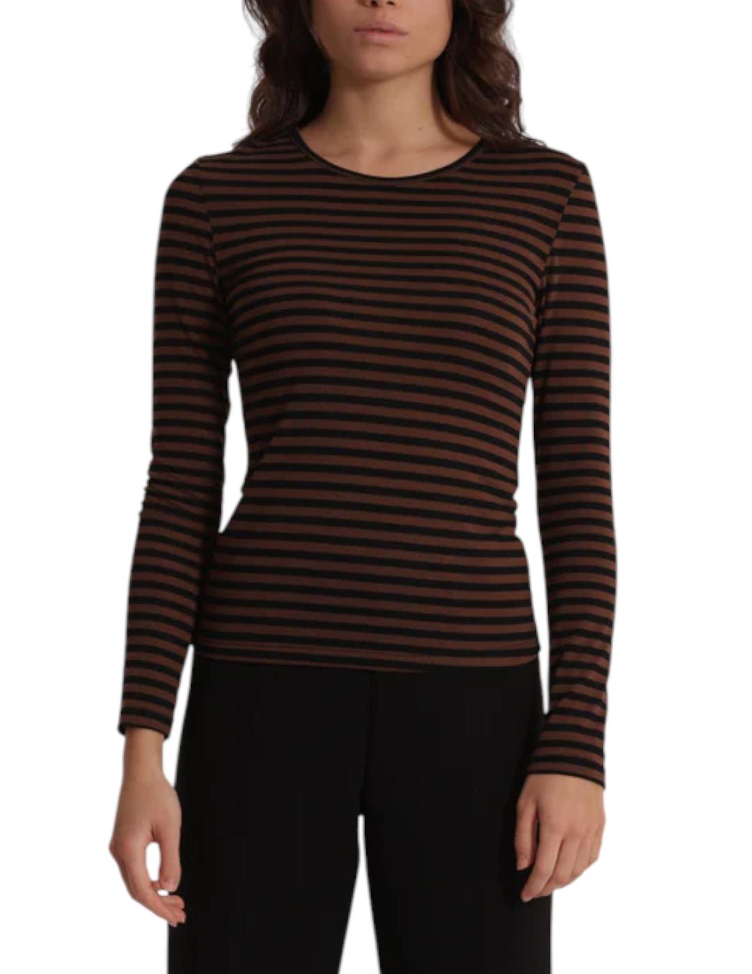 Camiseta Mimi Muà Stripe Marrón y Negro