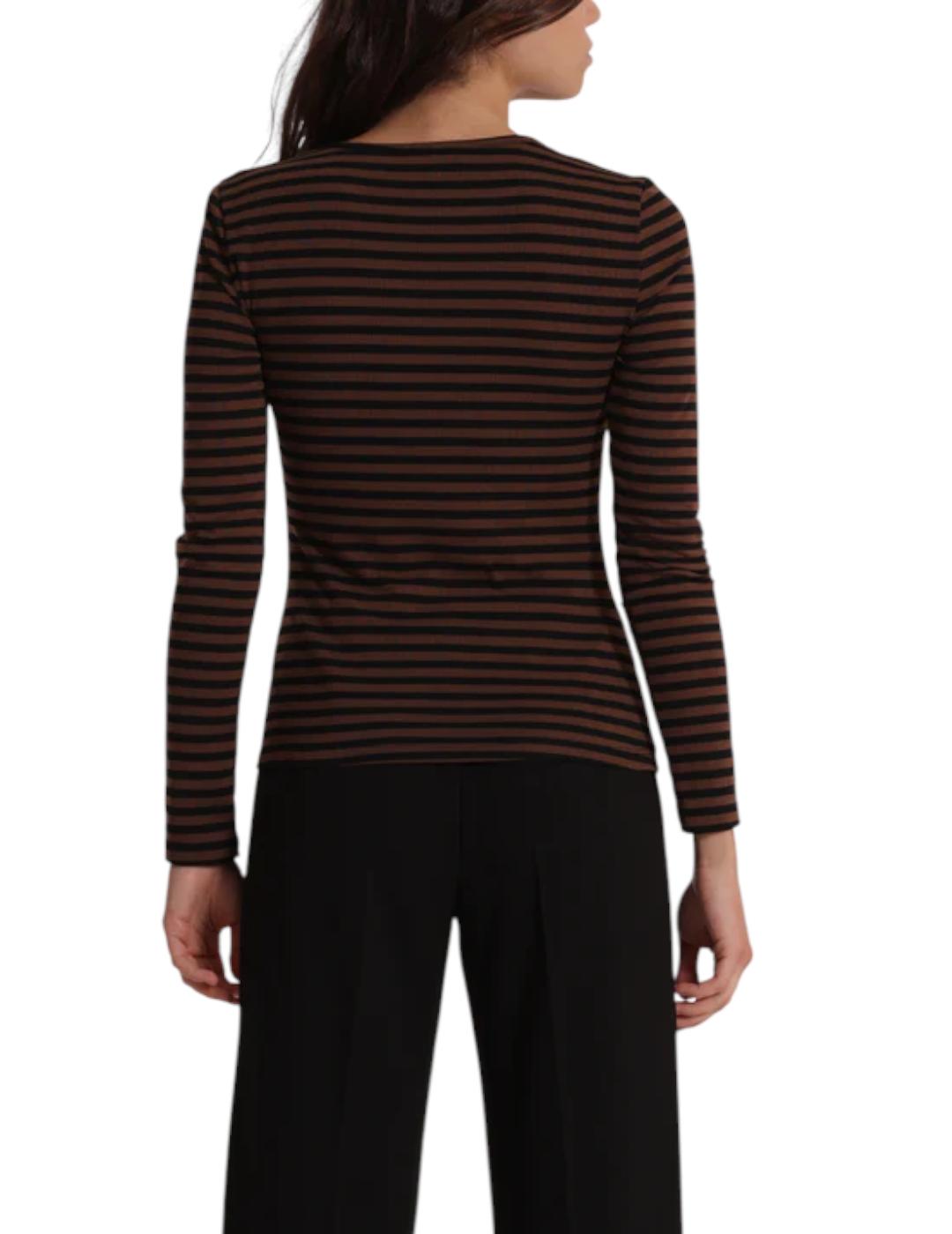 Camiseta Mimi Muà Stripe Marrón y Negro