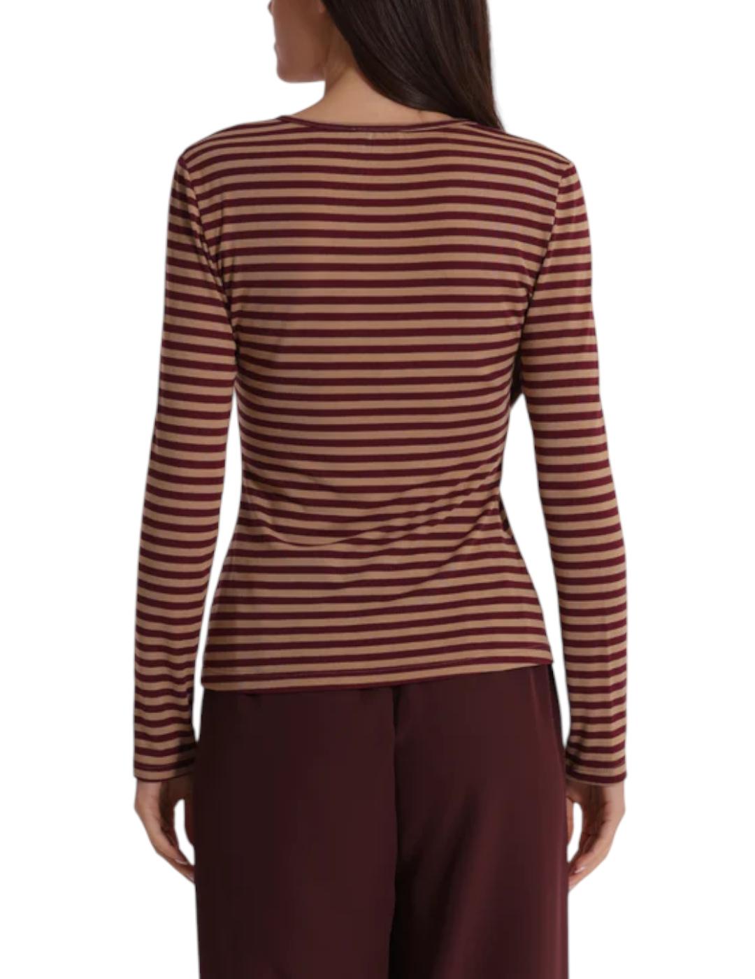 Camiseta Mimi Muà Stripe Burdeos y Beige