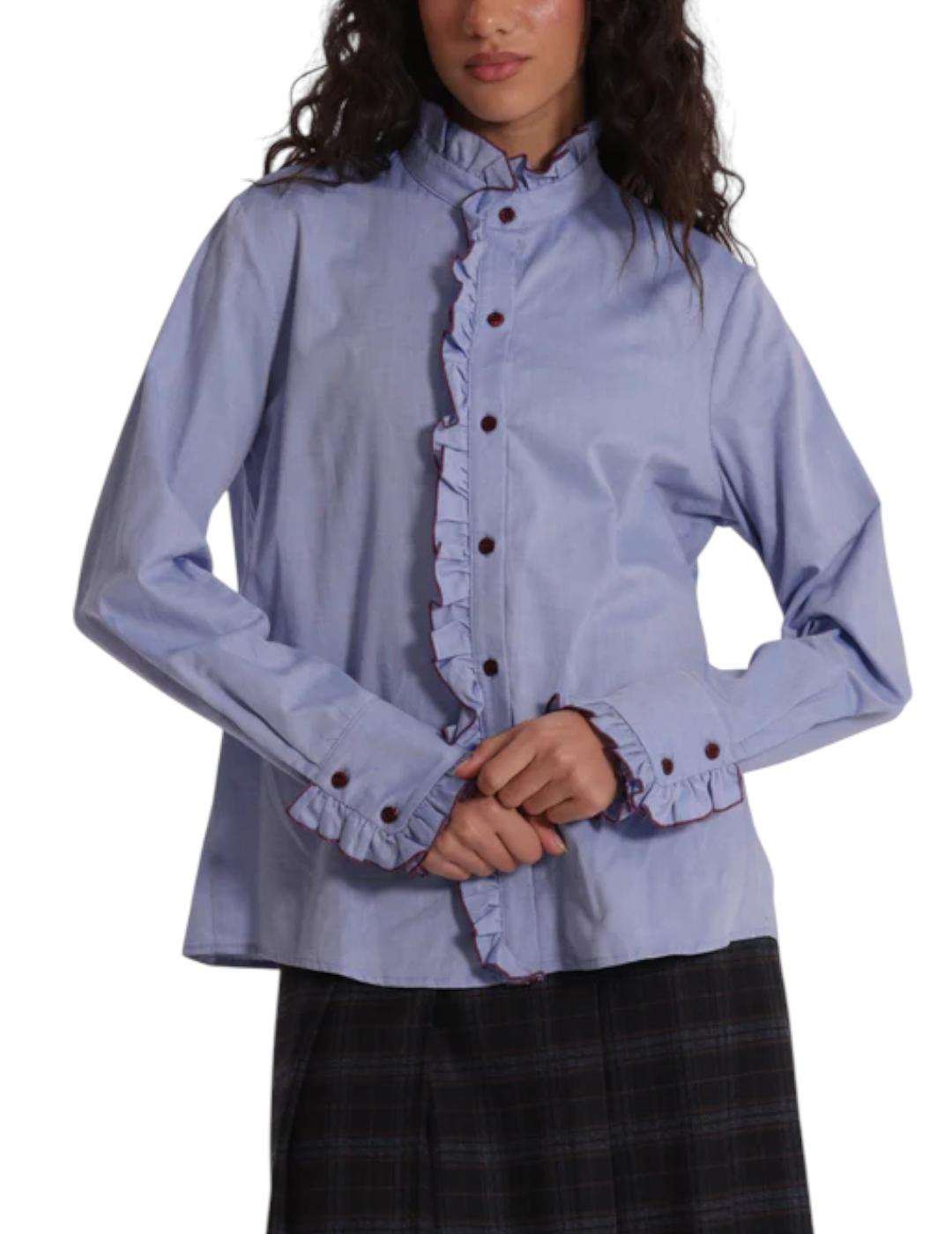 Camisa Mimi Muà Con Volante Azul