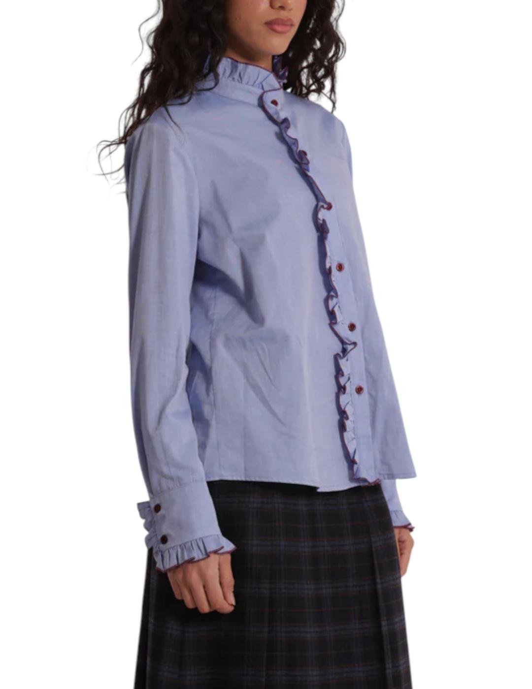 Camisa Mimi Muà Con Volante Azul