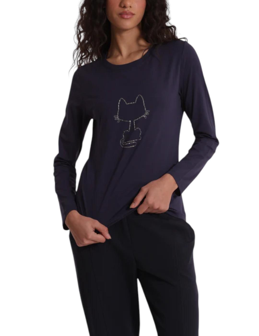 Camiseta Mimi Muà Gato Azul