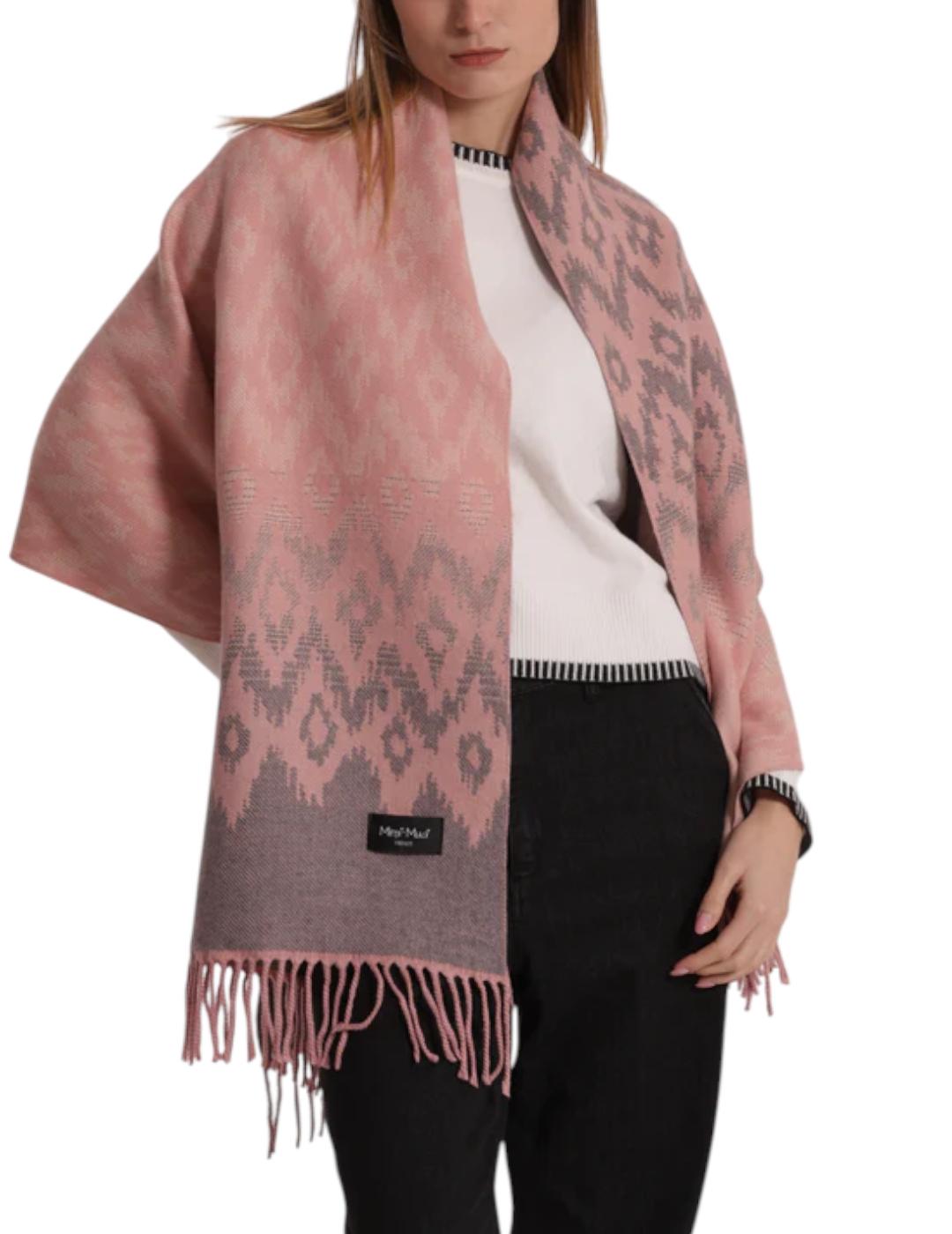 Bufanda Mimi-Muà Motivo Geométrico Rosa