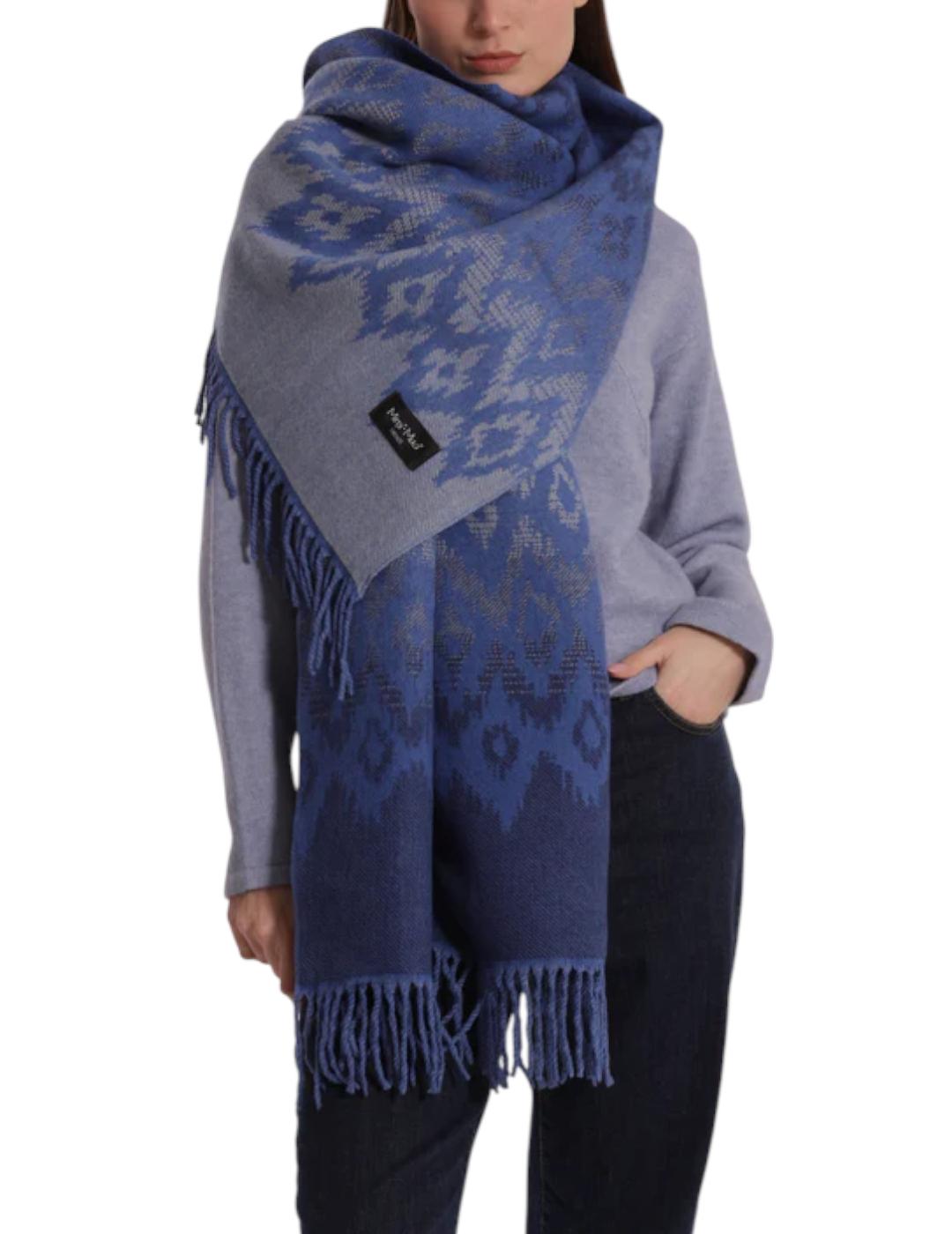 Bufanda Mimi-Muà Motivo Geométrico Azul