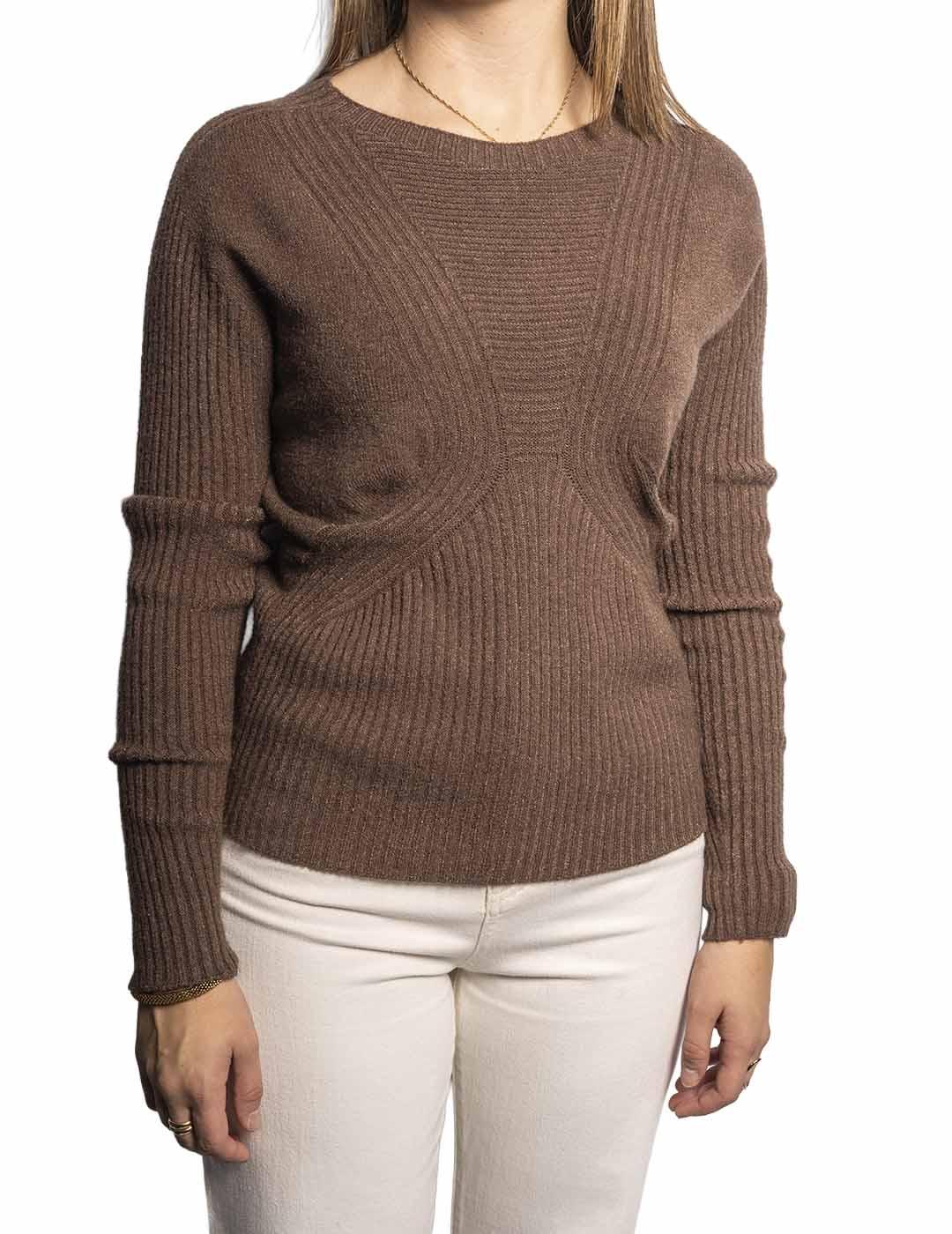 Jersey Carta Libera Punto Combinado Burdeos