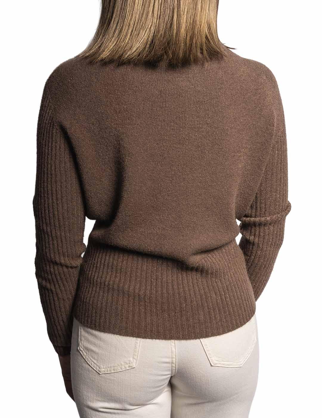 Jersey Carta Libera Punto Combinado Marrón