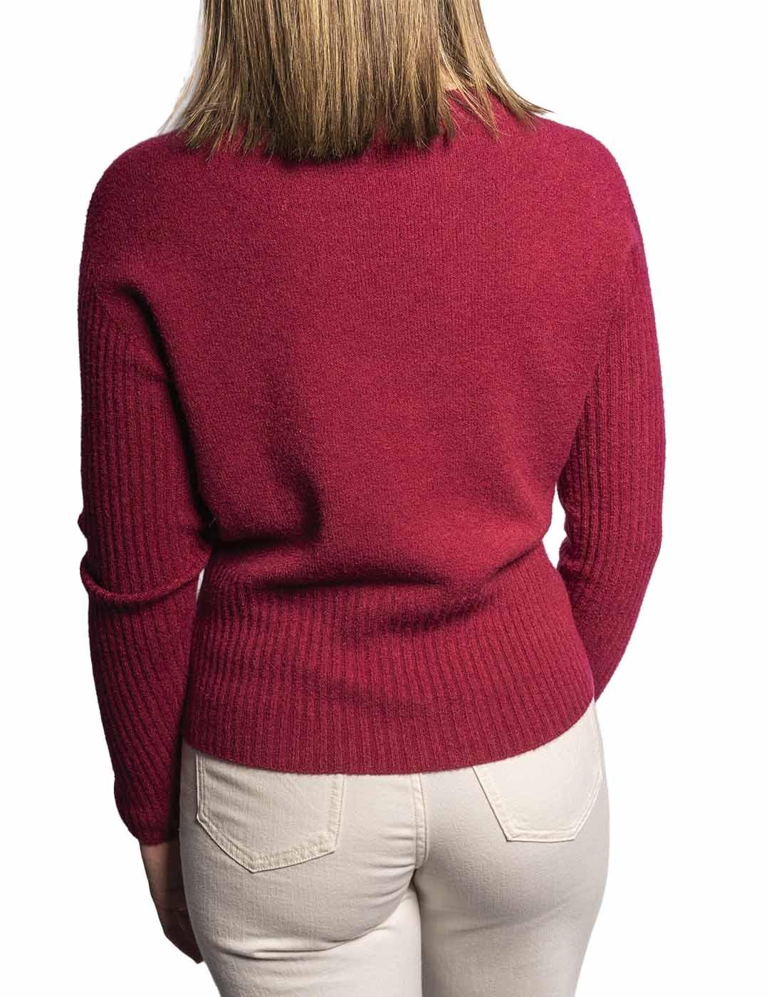 Jersey Carta Libera Punto Combinado Burdeos