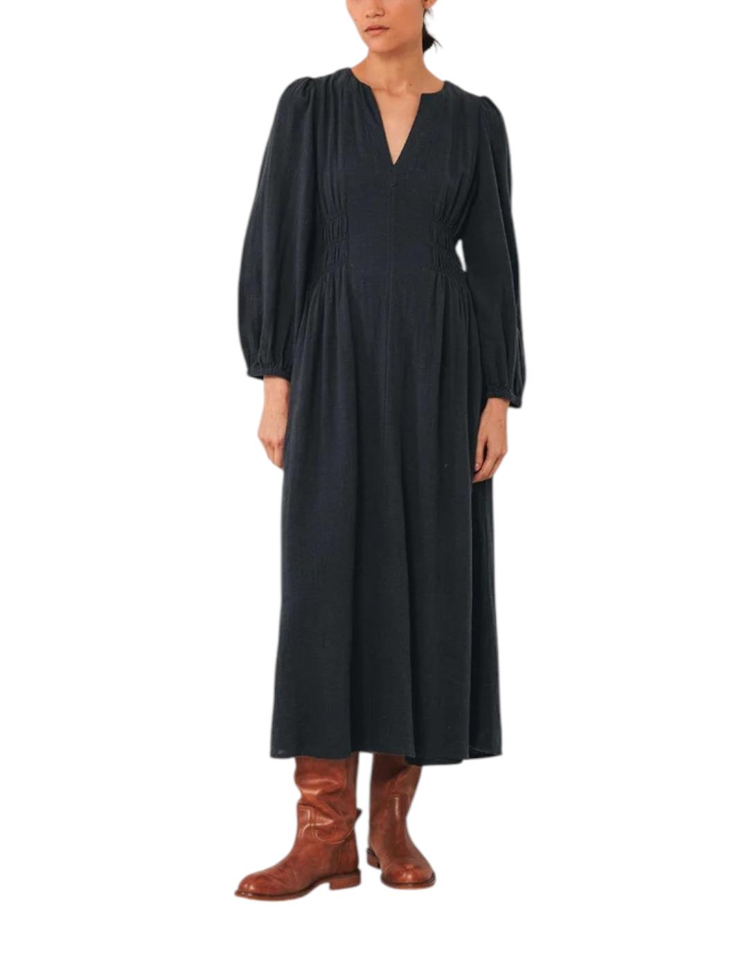 Vestido Indi&cold Algodón Crepado Marino