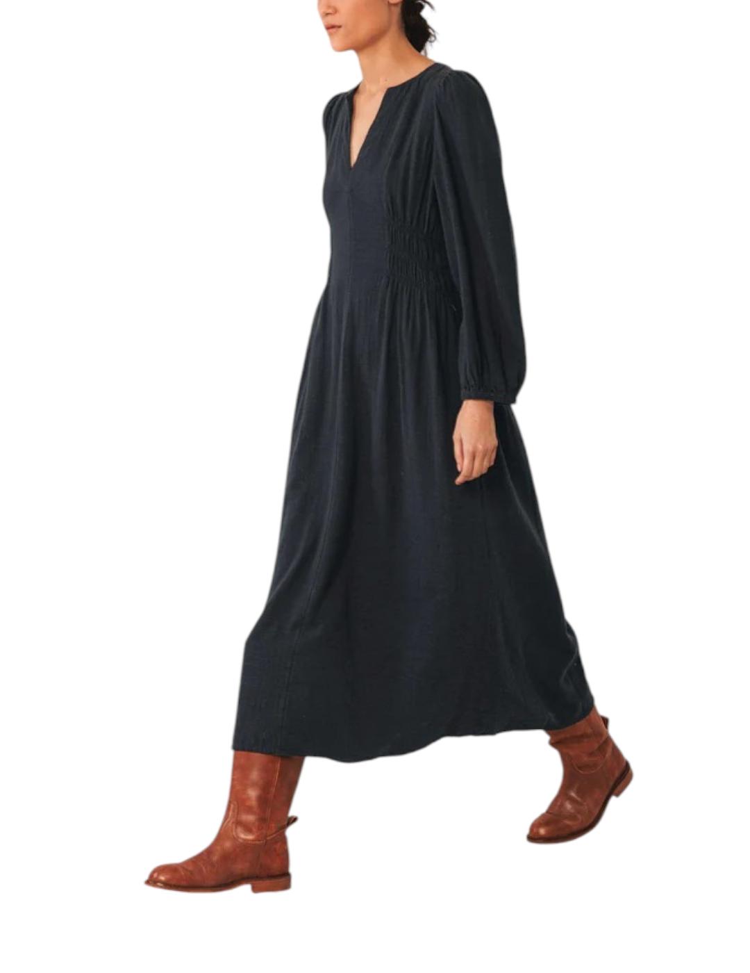 Vestido Indi&cold Algodón Crepado Marino