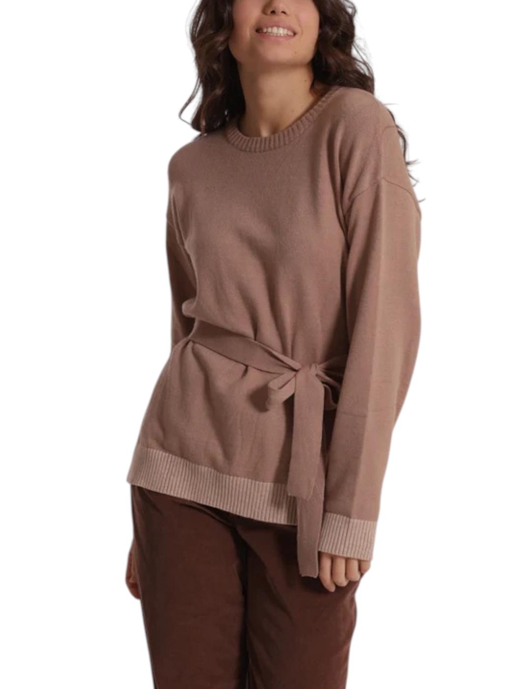 Jersey Mimi-Muà Bicolor Cinturón Camel
