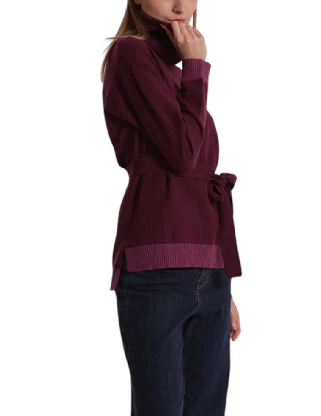 Jersey Mimi-Muà Bicolor Cinturón Burdeos