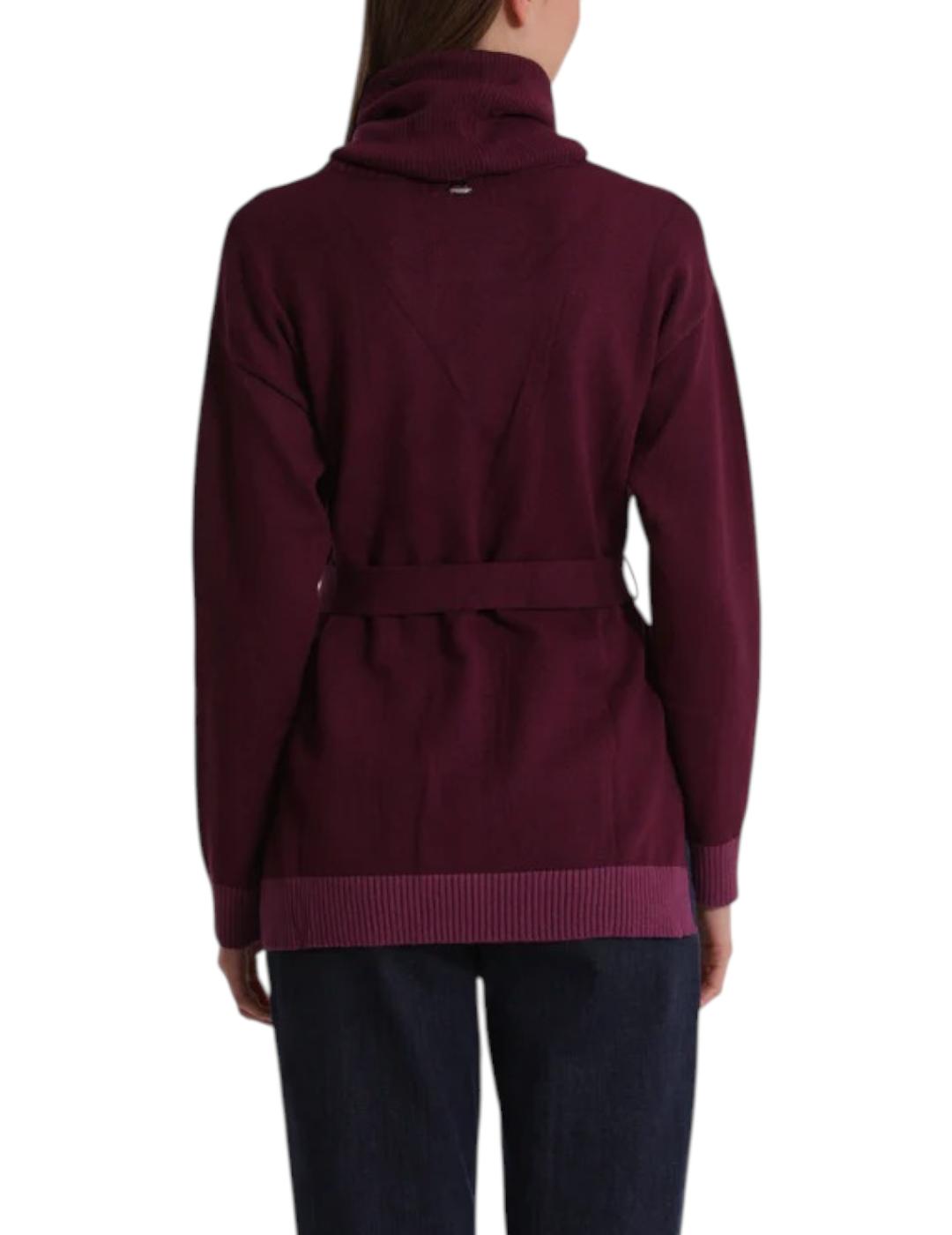 Jersey Mimi-Muà Bicolor Cinturón Burdeos