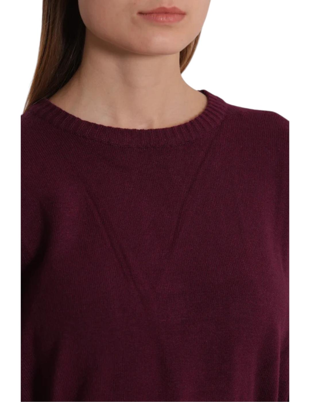 Jersey Mimi-Muà Bicolor Cinturón Burdeos